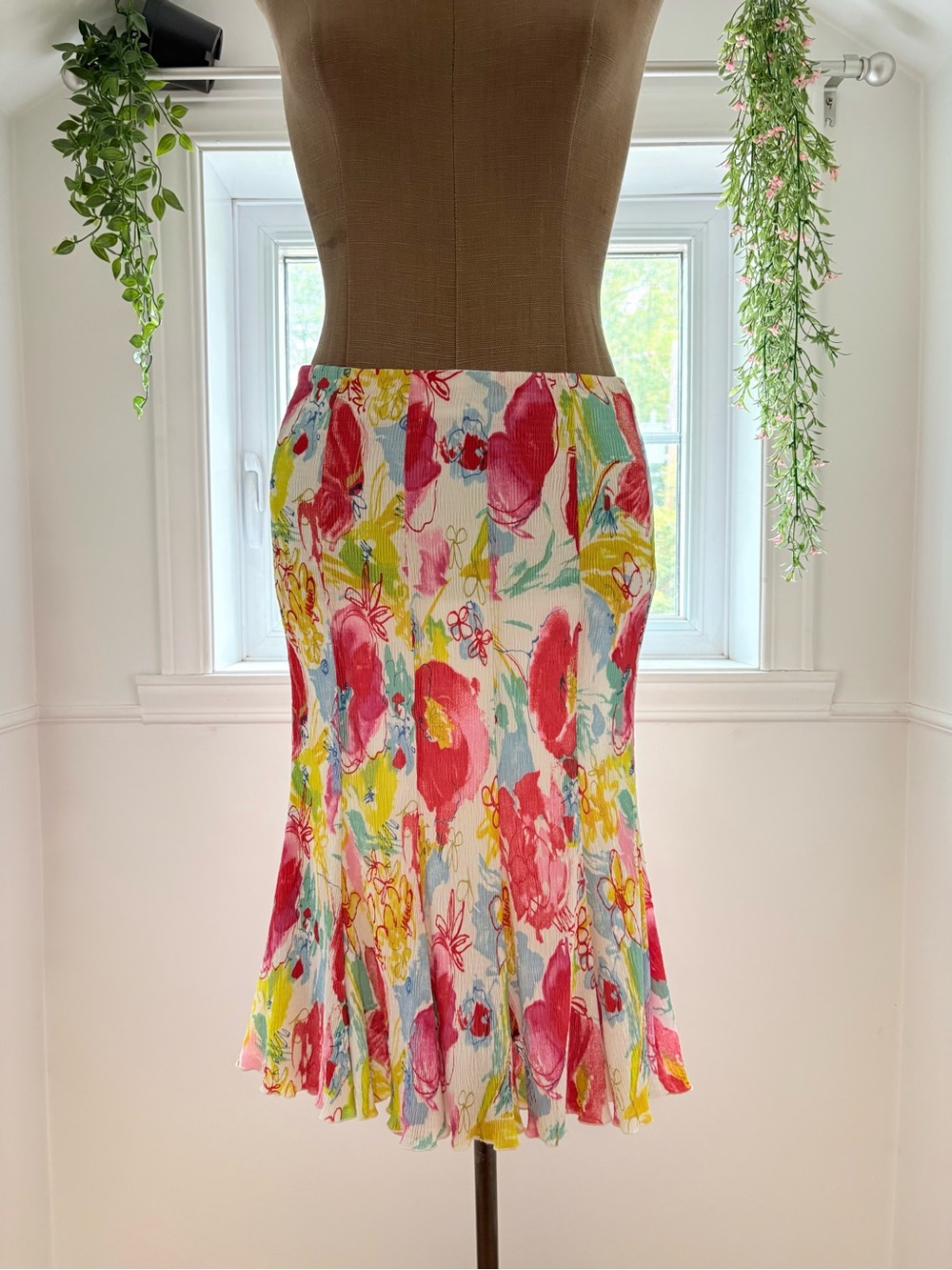 Joseph Ribkoff Floral Circle Skirt in Pink, Yellow & Blue
